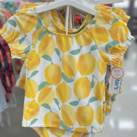 NEW WITH TAGS Baby Girls short  Sleeve LEMONS 2 Piece Rashguard 12M, 2T,… - Picture 1 of 5